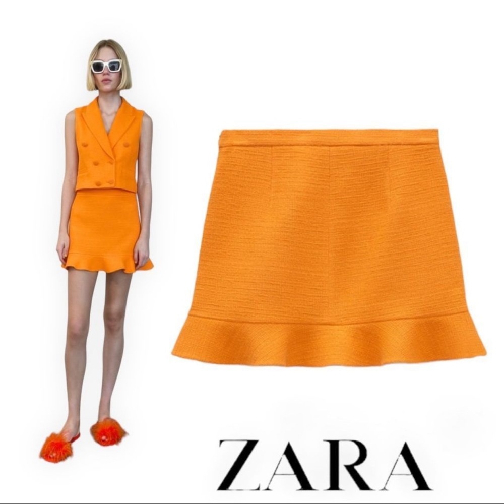 Zara Weave Ruffled Skirt